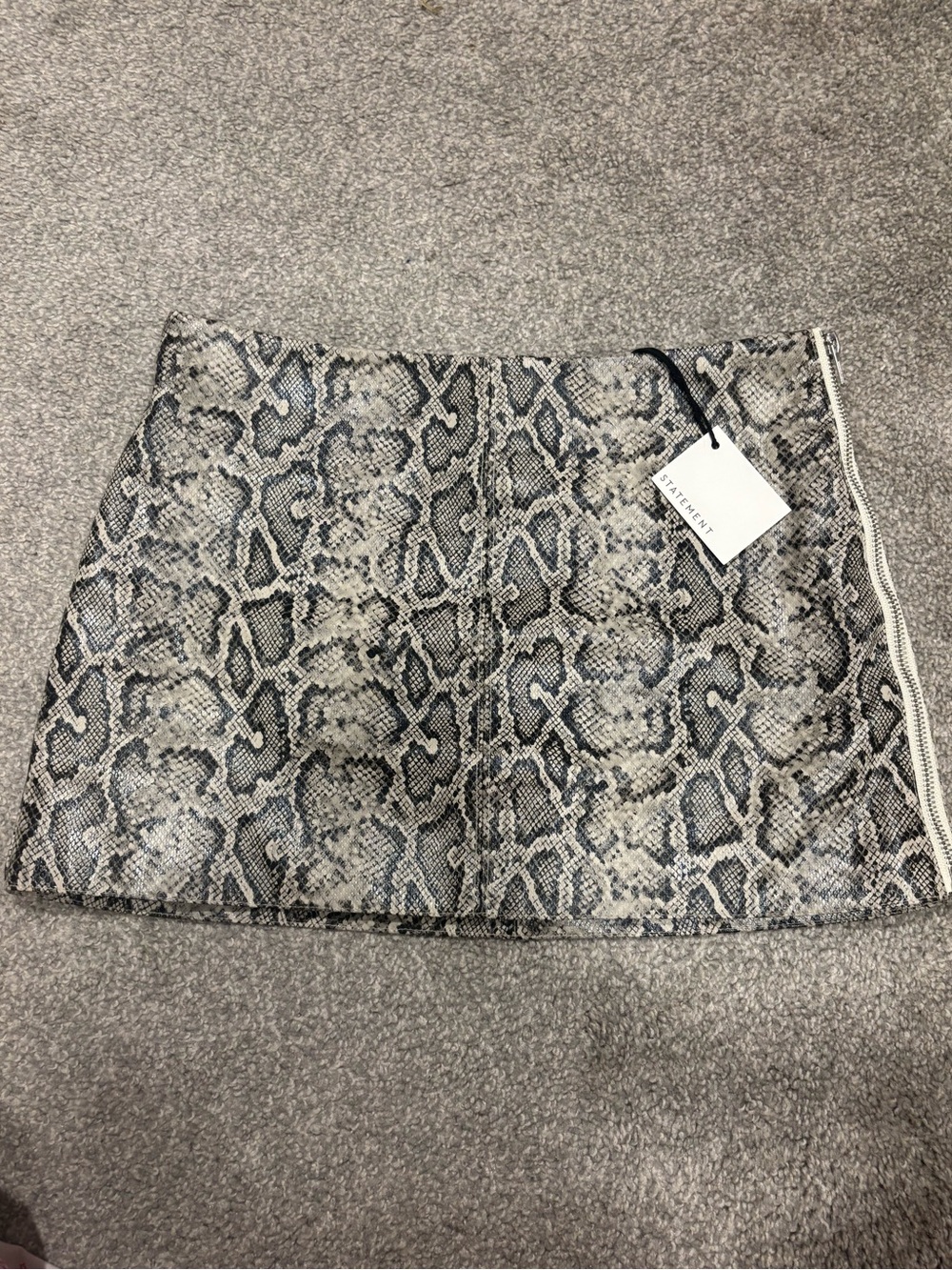STATEMENT Snake Print Mini Skirt with Accent Zipper